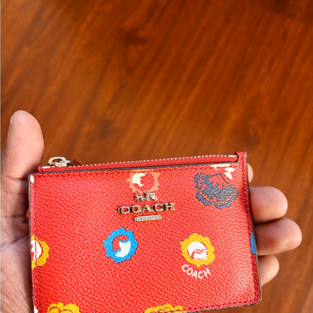 Coach Red Floral Print Wallet